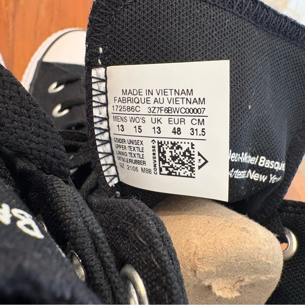 NWT! Men’s black Jean-Michel Basquiat x Chuck Taylor All Star High! Size 13 - Picture 6 of 8